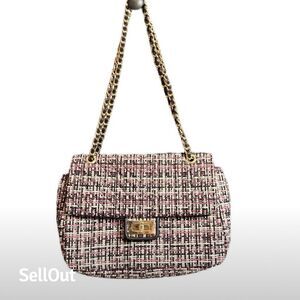Karl Lagerfeld Paris LARGE Women's Multicolor Tweed‎ Agyness Shoulder Bag